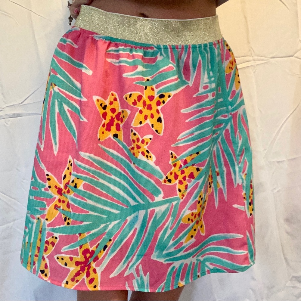 lilly pulitzer elastic waist tropical mini skirt